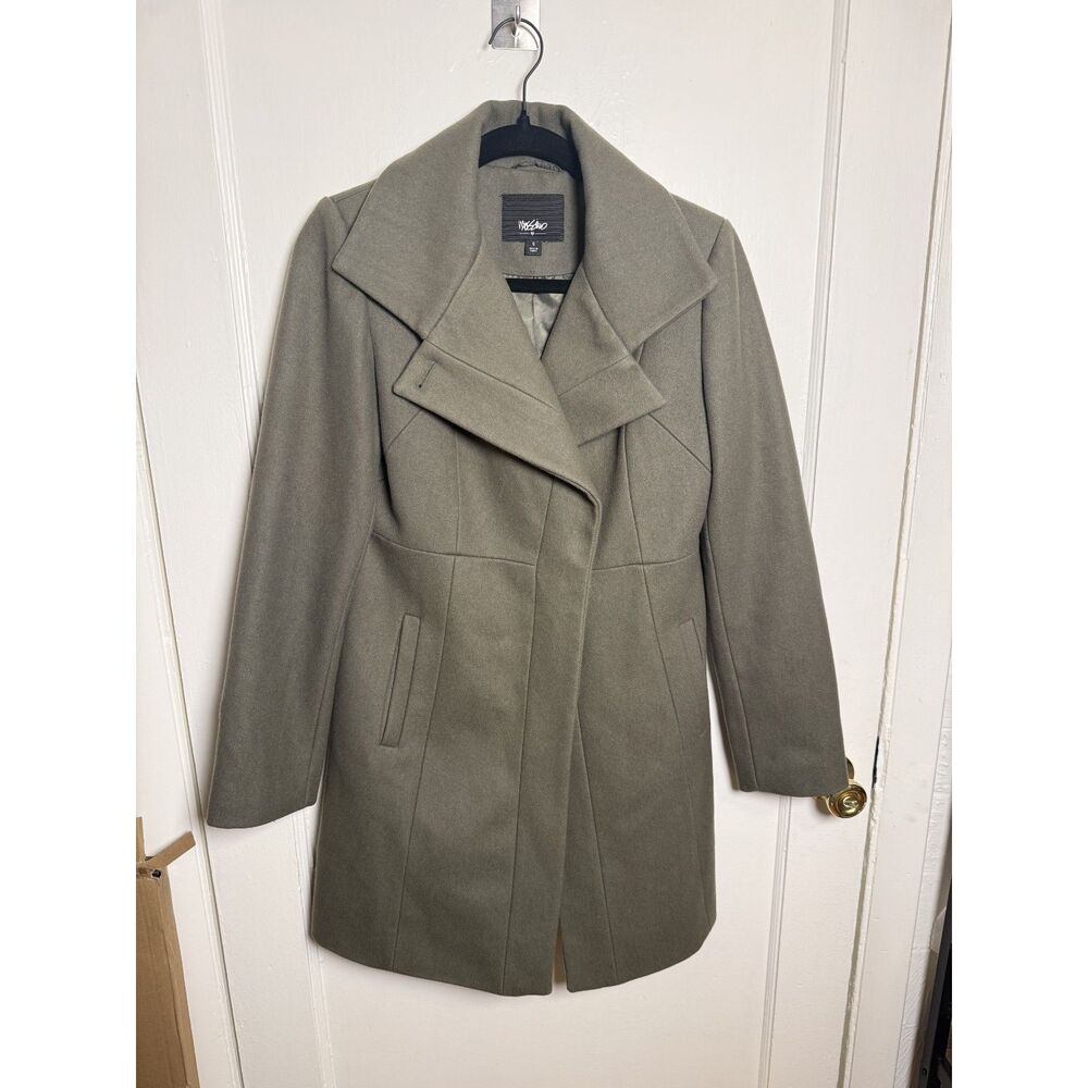 MNG by Mango Women’s Small Olive Green Long Tailored Coat Jacket